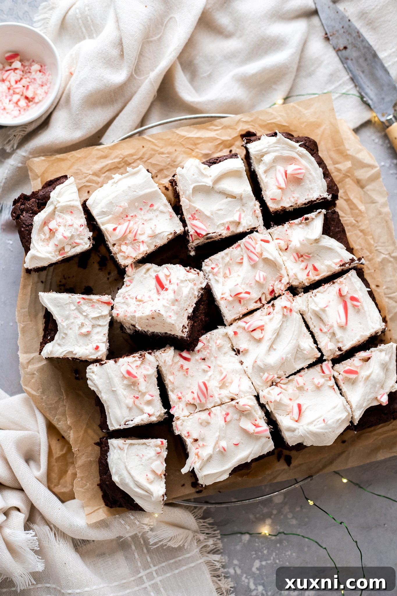 sliced vegan peppermint brownies