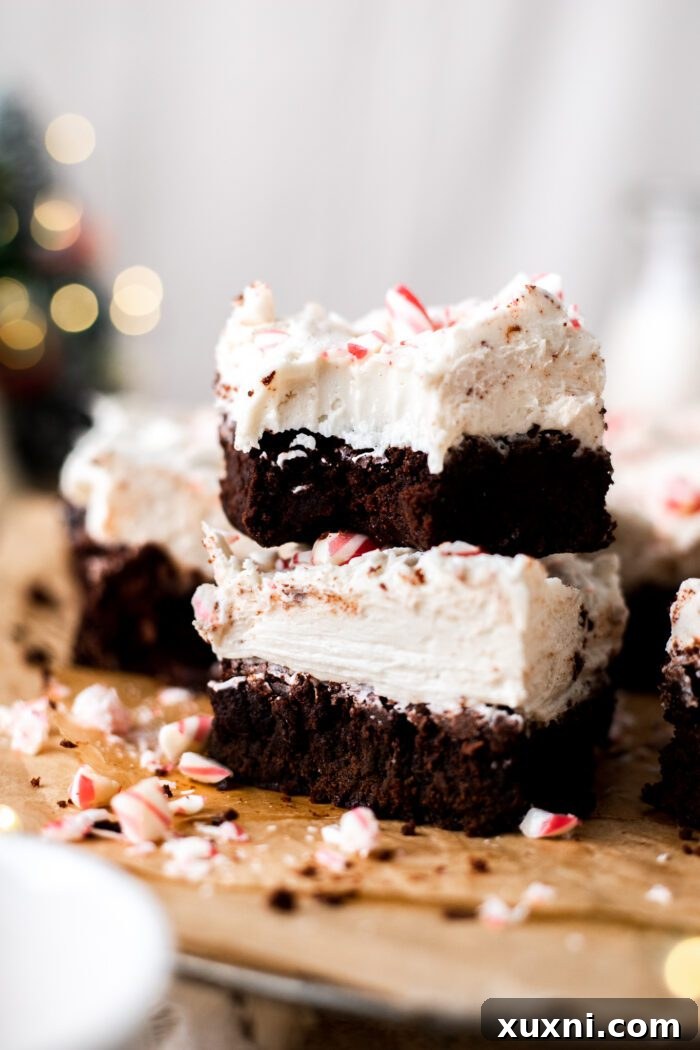 stack of vegan peppermint brownies