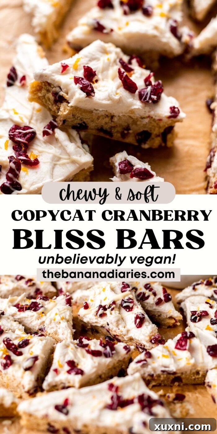 Unbelievably Vegan Cranberry Bliss Bars (Starbucks Copycat Recipe) pinterest pin