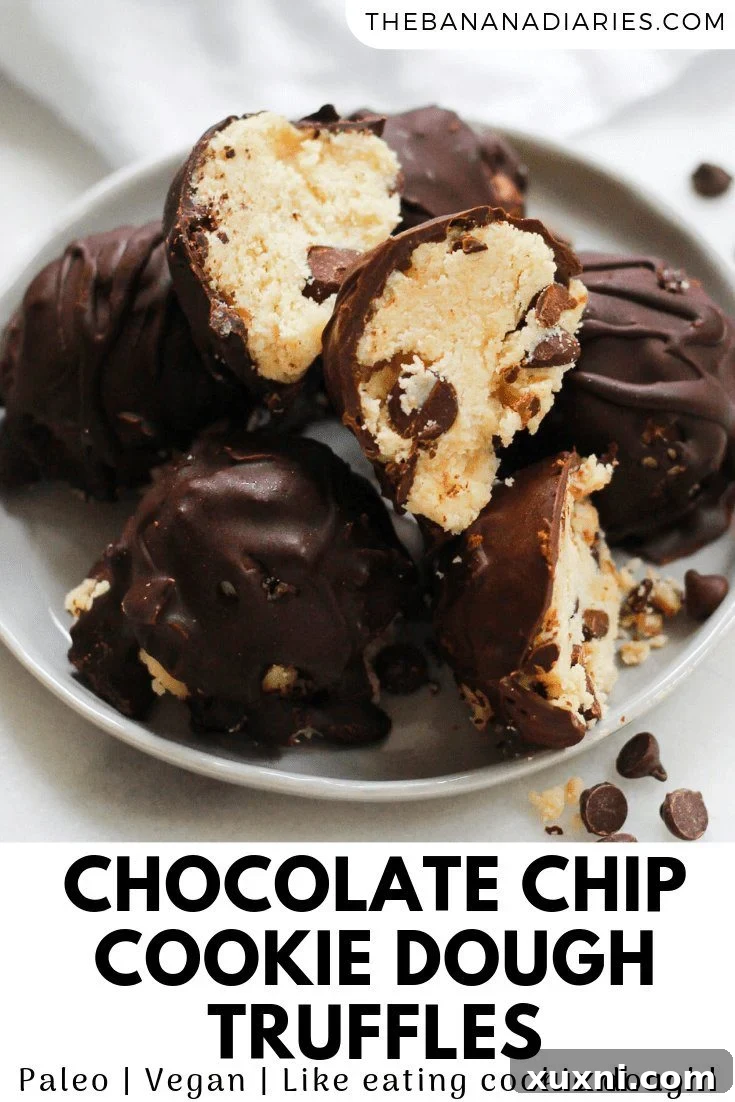 pinterest image for paleo chocolate chip cookie dough truffles