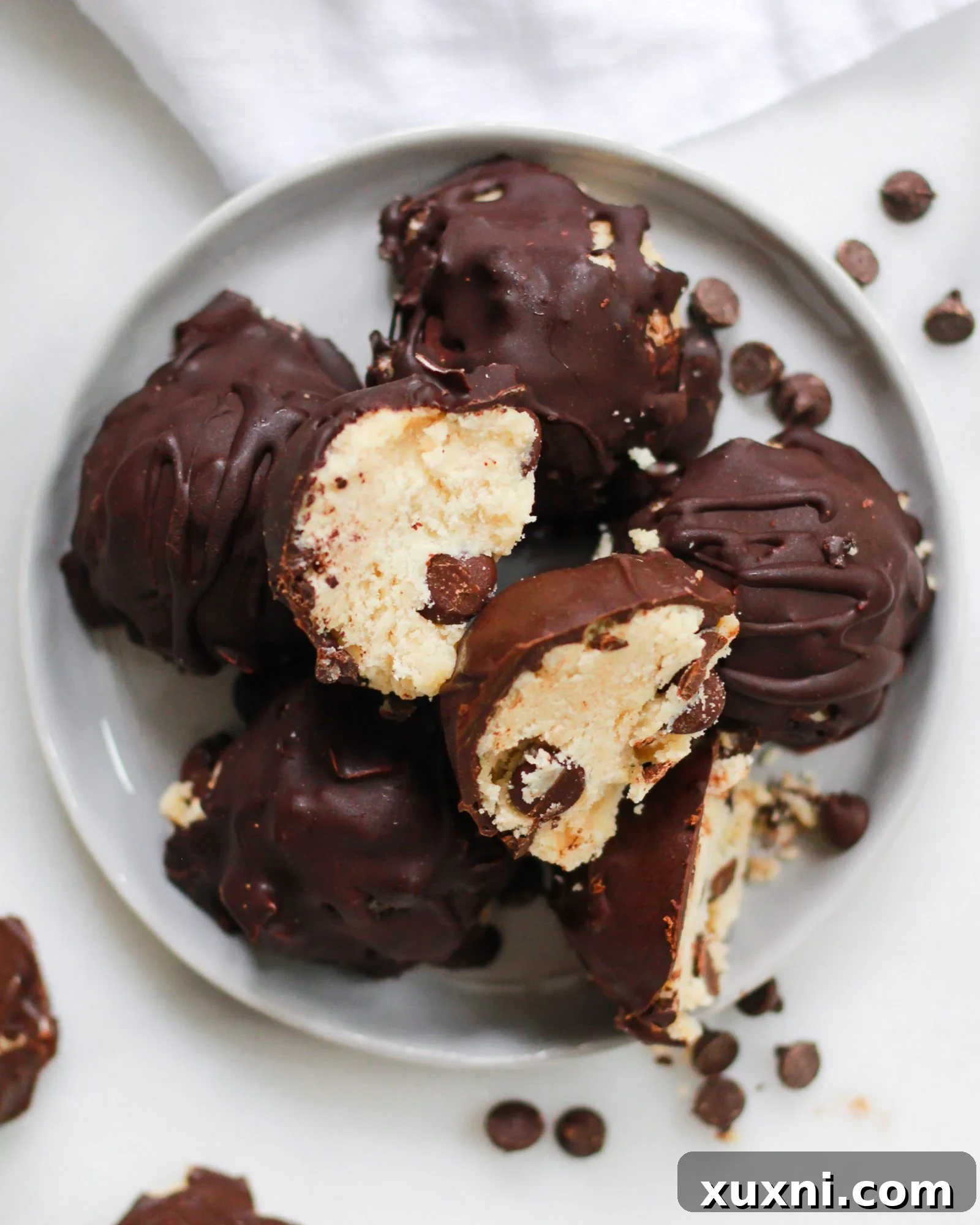 plate of cookie dough truffles