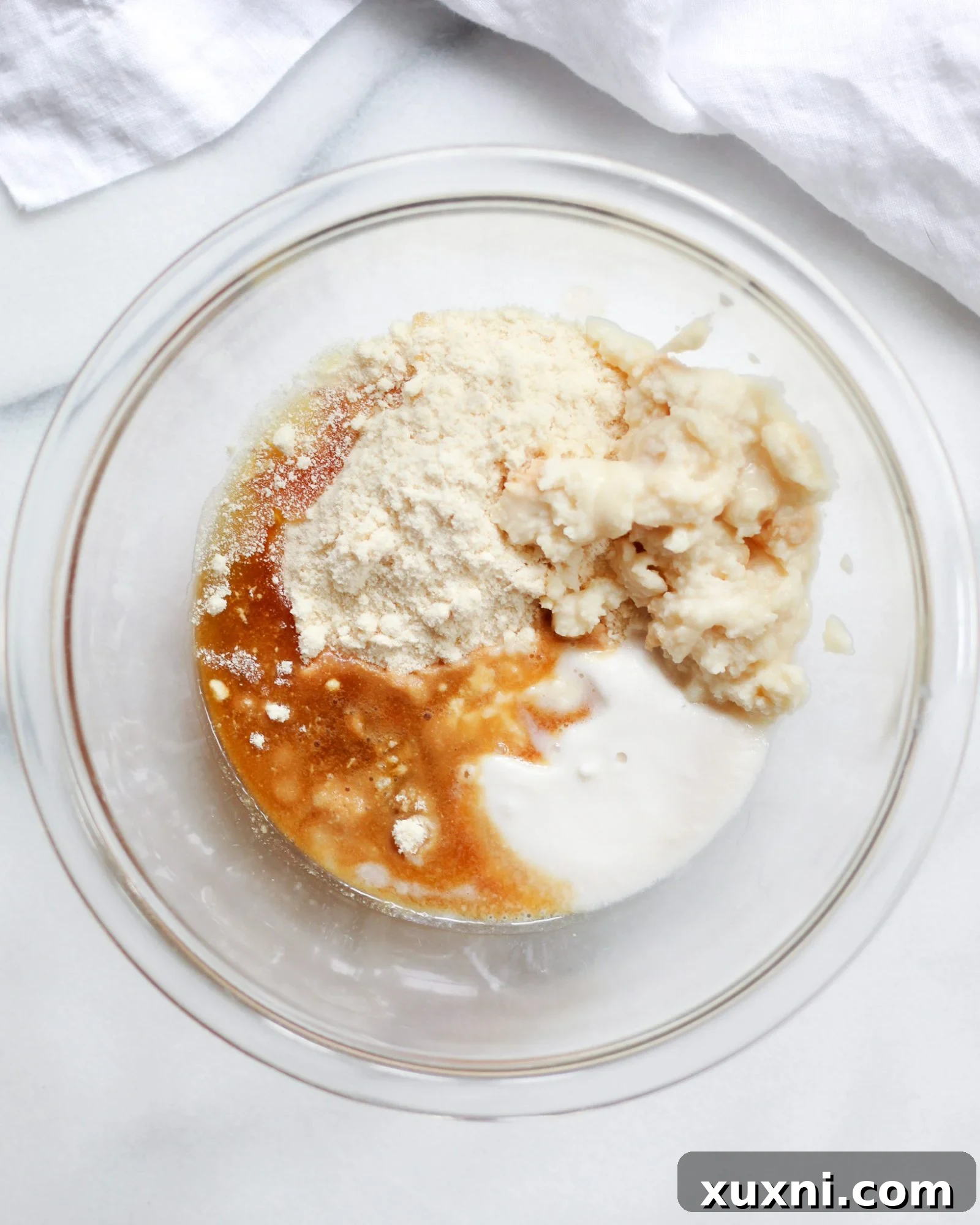 cookie dough truffle ingredients in clear bowl