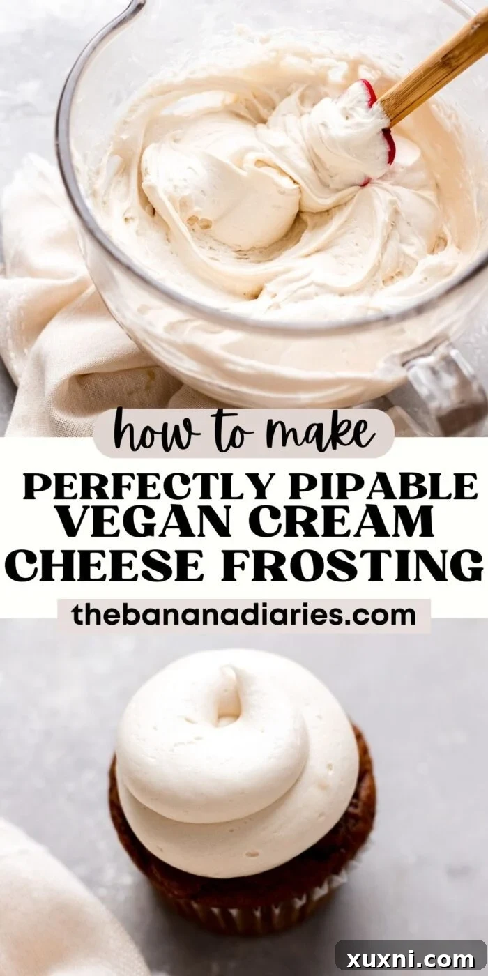 Mastering Pipeable Vegan Cream Cheese Frosting 10 vegan cream cheese frosting Pinterest pin graphic