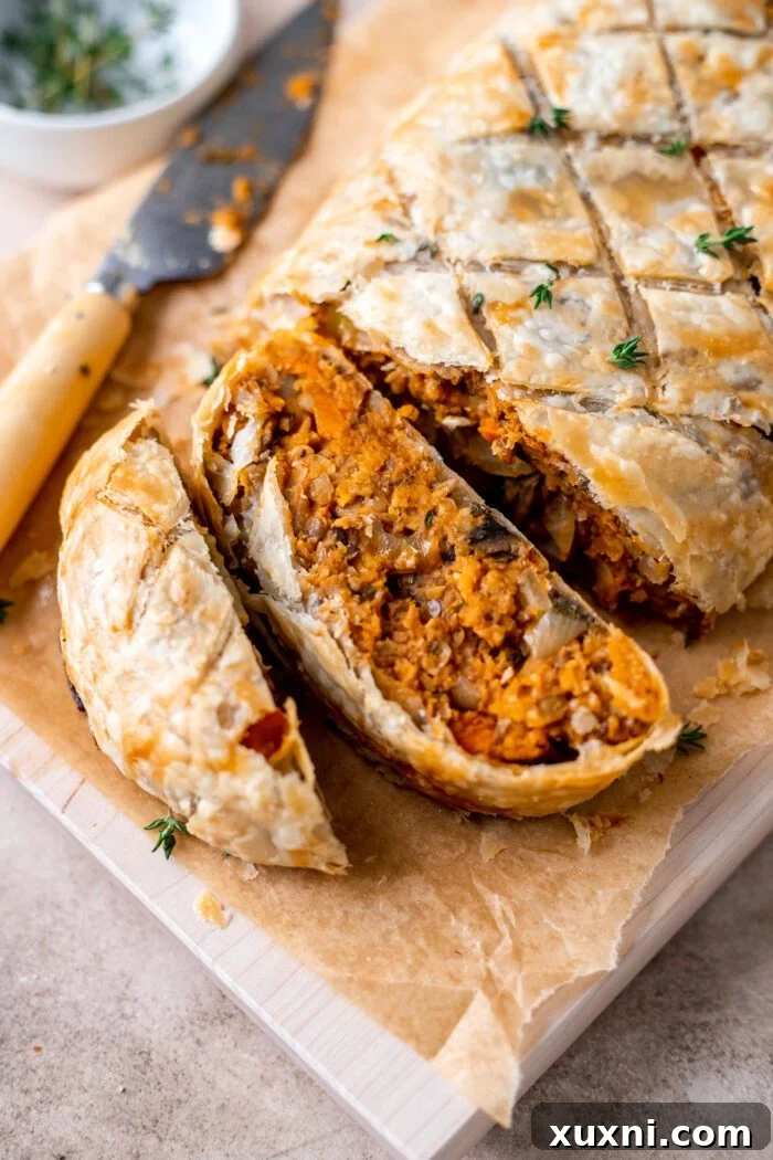 sliced vegan Wellington