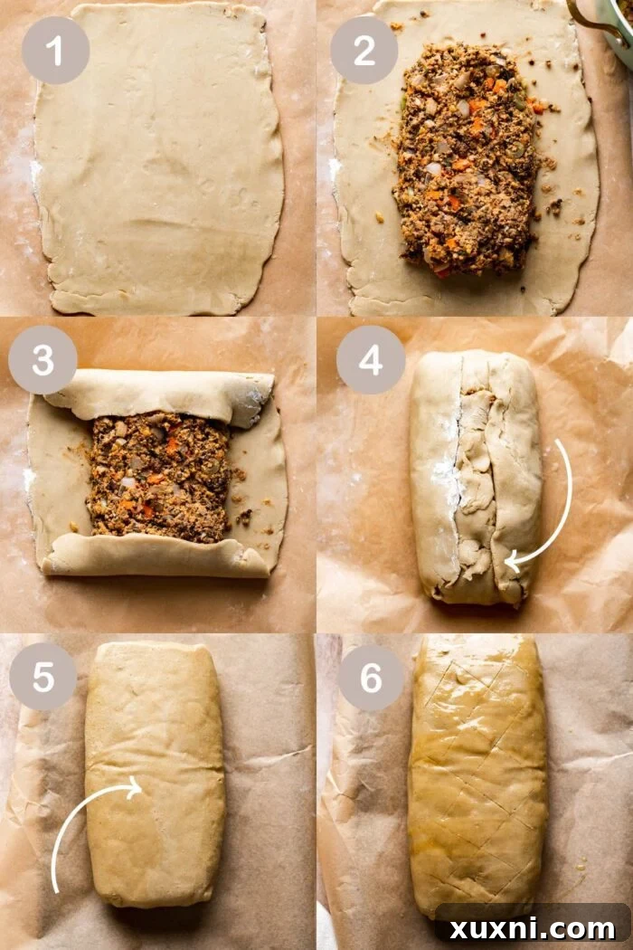 assembling Vegan Wellington