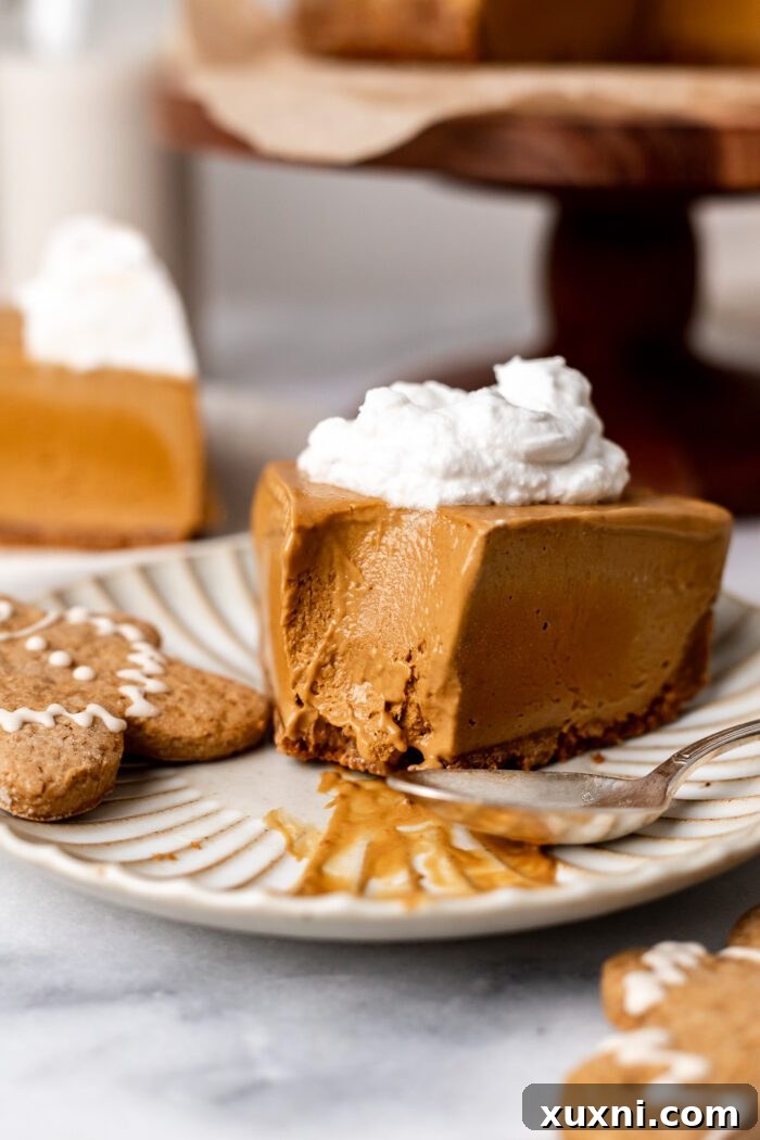 slice of vegan gingerbread cheesecake