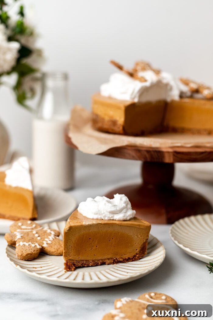 sliced vegan gingerbread cheesecake