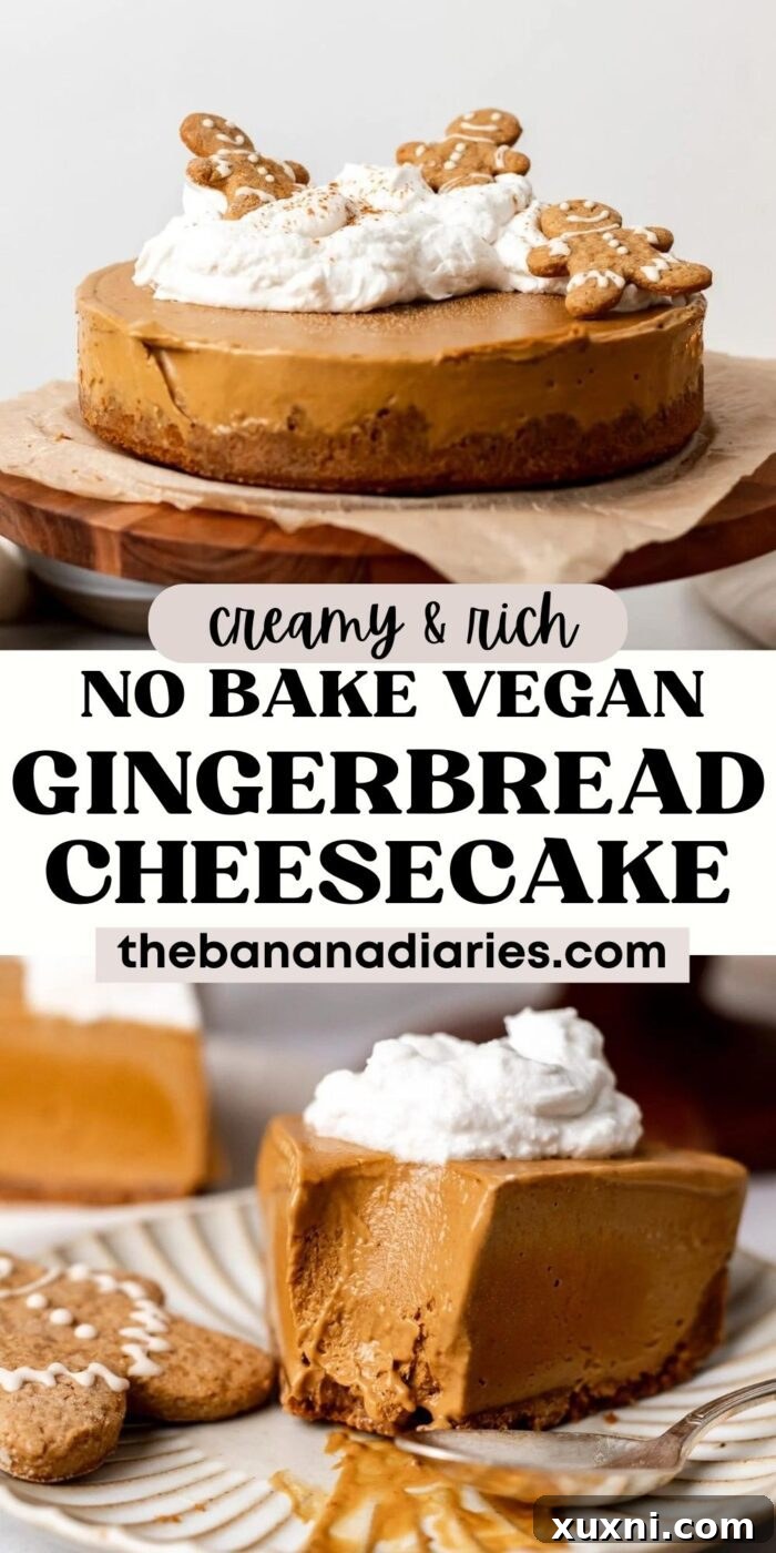 No Bake Gingerbread Cheesecake (Vegan!) pinterest pin