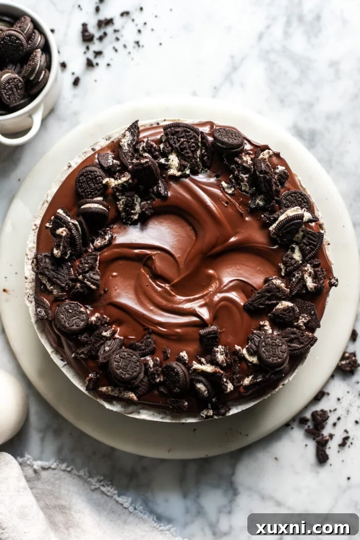 A beautifully decorated vegan cheesecake, freshly garnished with toppings and ready for presentation.