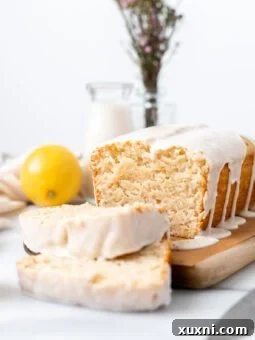 Sliced Vegan Lemon Pound Cake with Glaze
