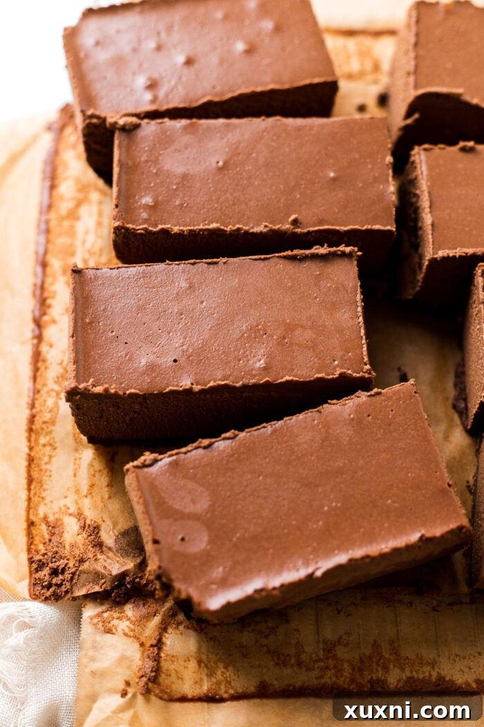 Perfectly sliced mocha chocolate mousse bars ready to serve