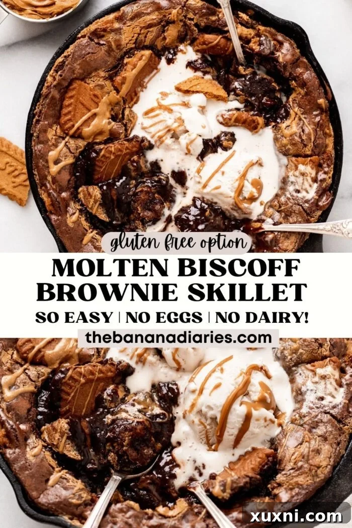 Biscoff brownie skillet promotional image for Pinterest.