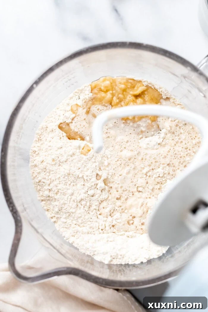 Dry ingredients in a mixing bowl before yeast activation