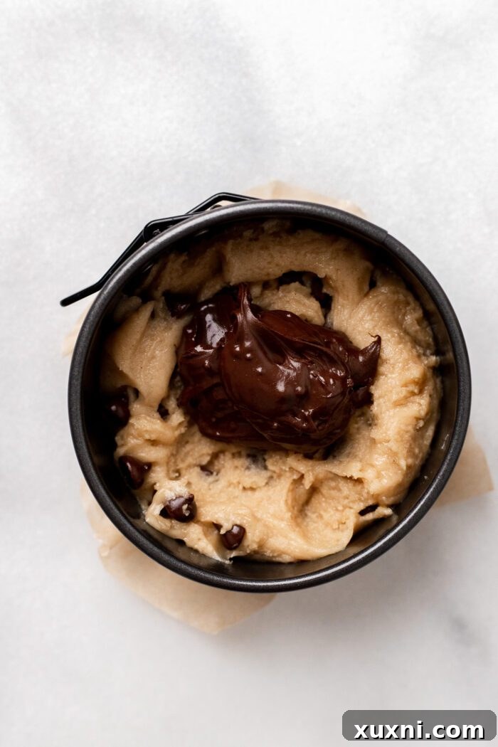 Dough with nutella on top