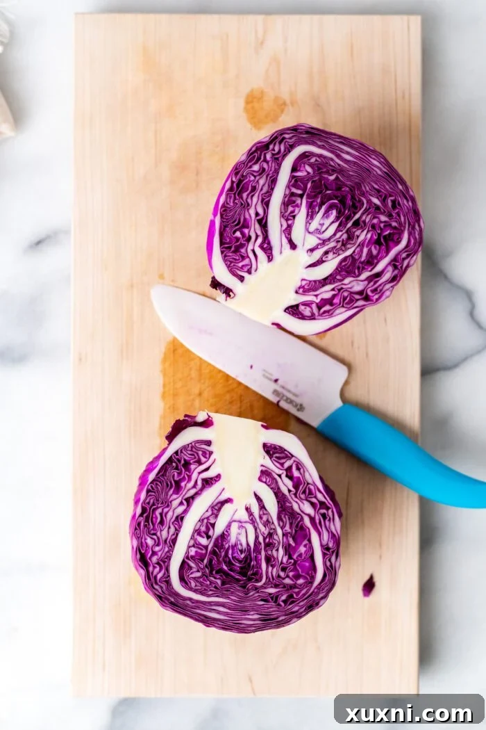 sliced in half red cabbage