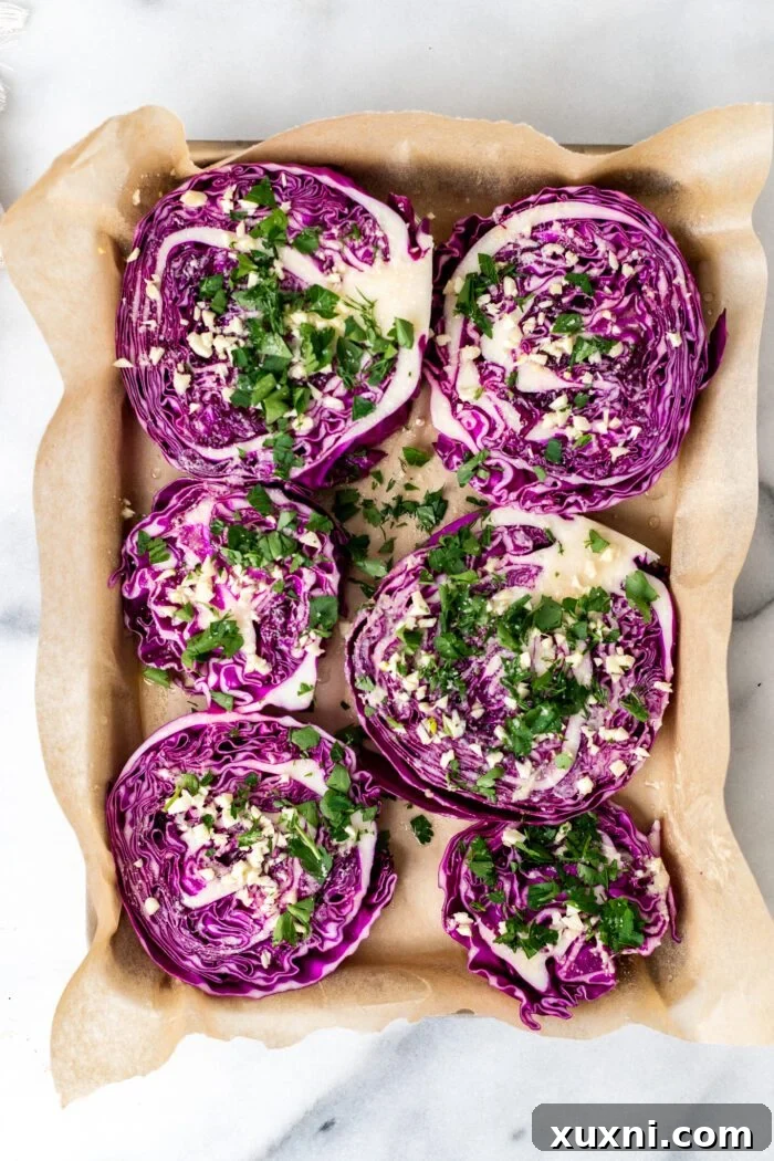 red cabbage before being roasted
