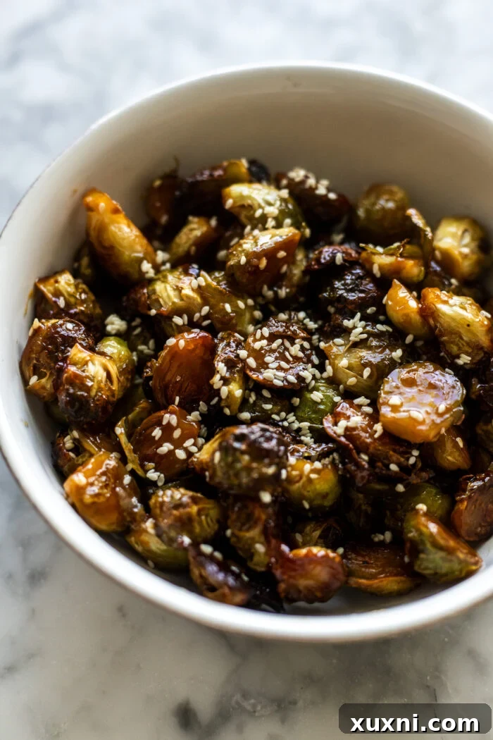 bowl of crispy Brussels sprouts