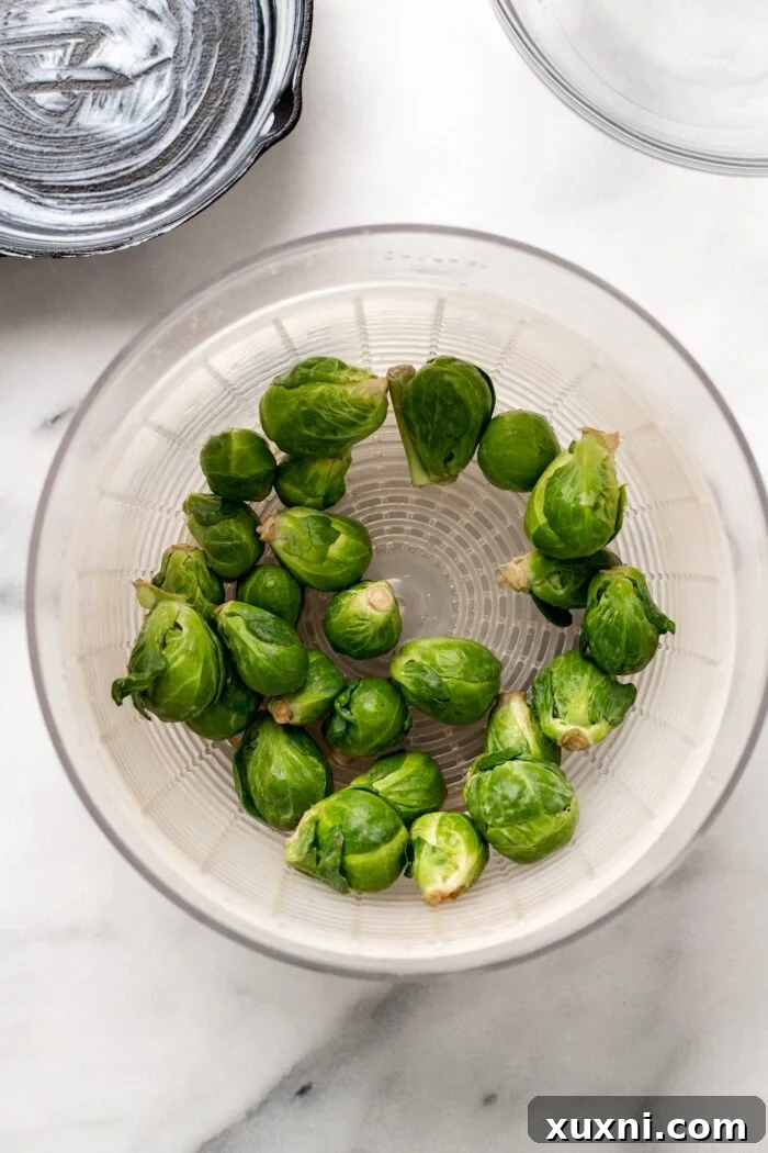 washing the Brussels sprouts