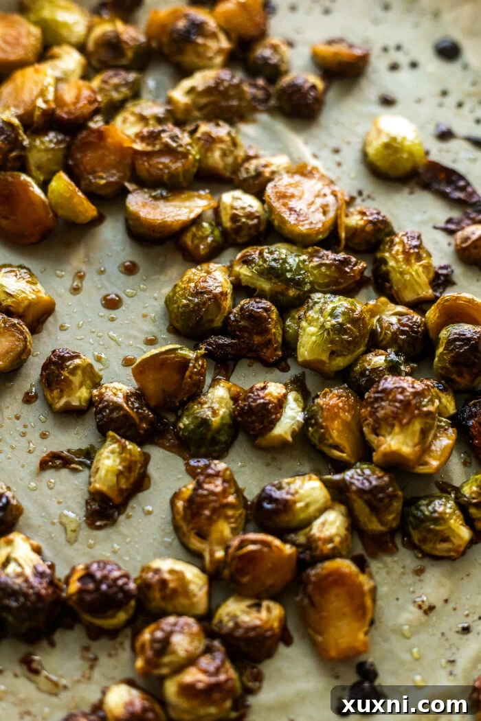 crispy Brussels sprouts out of the oven
