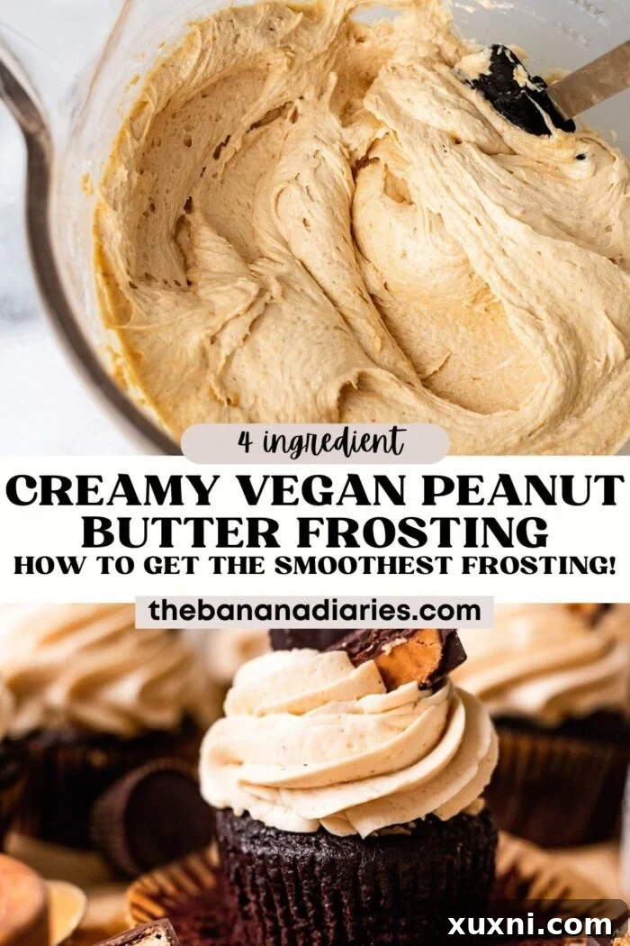 Foolproof Ultra Creamy Vegan Peanut Butter Frosting 10 How to make SUPER creamy Vegan Peanut Butter Frosting pinterest pin
