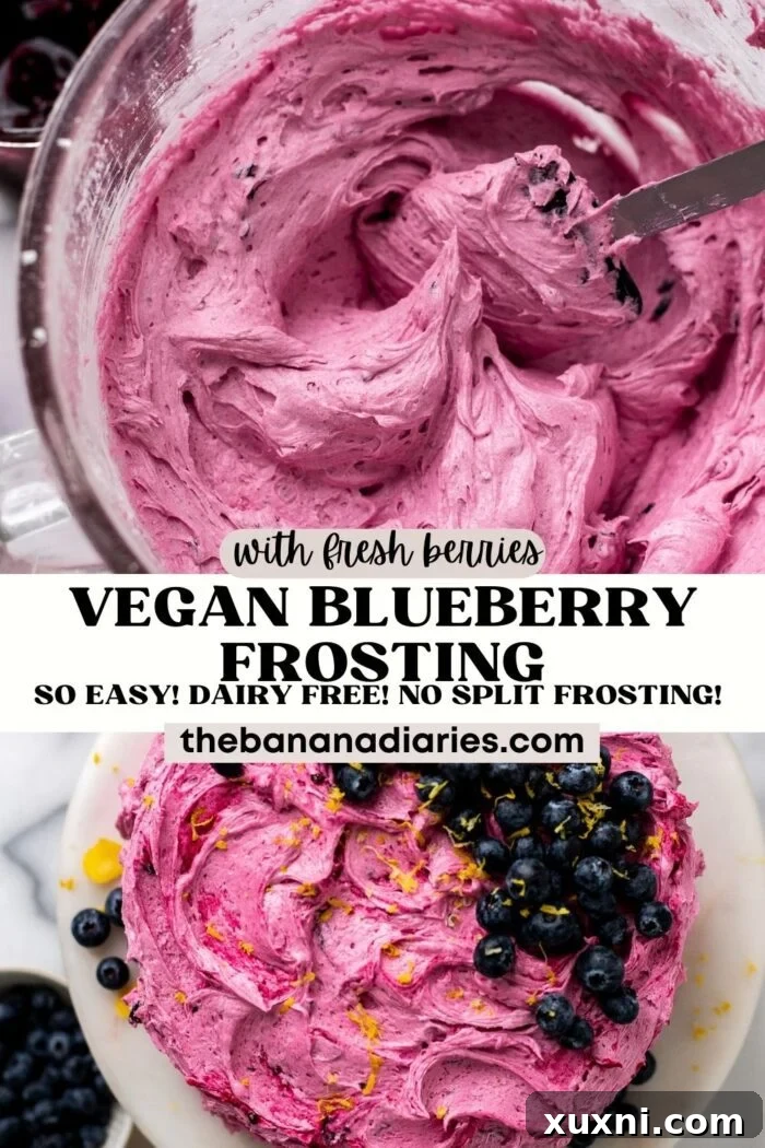 How To Make Blueberry Frosting with Fresh Blueberries (Dairy Free!) Pinterest pin