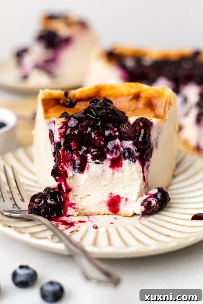 bitten into slice of vegan Basque cheesecake