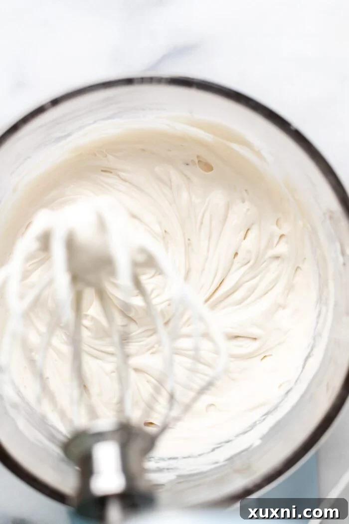 cream cheese, heavy cream, and yogurt mixed together