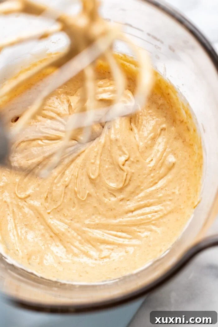 peanut butter mousse in a mixing bowl
