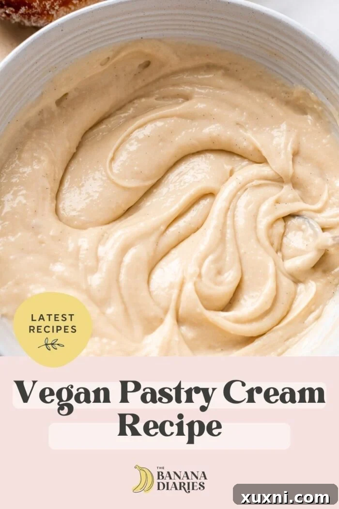 6 Ingredient EASY Homemade Vegan Pastry Cream Recipe (Vegan Custard) Pinterest pin