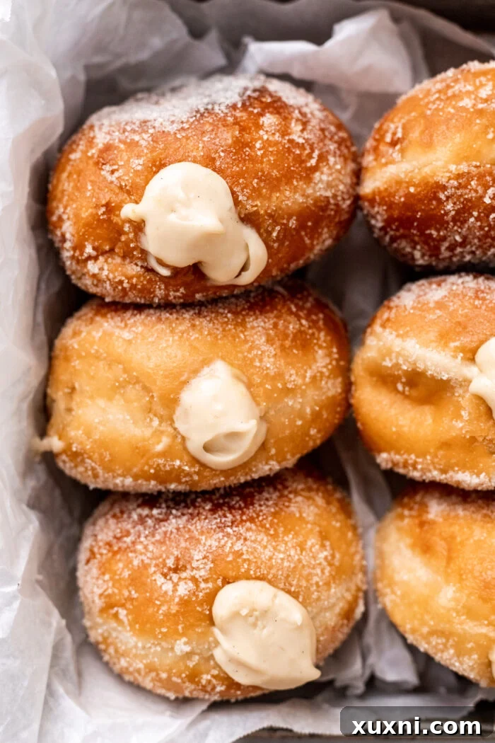 vegan cream filled doughnuts in a pan