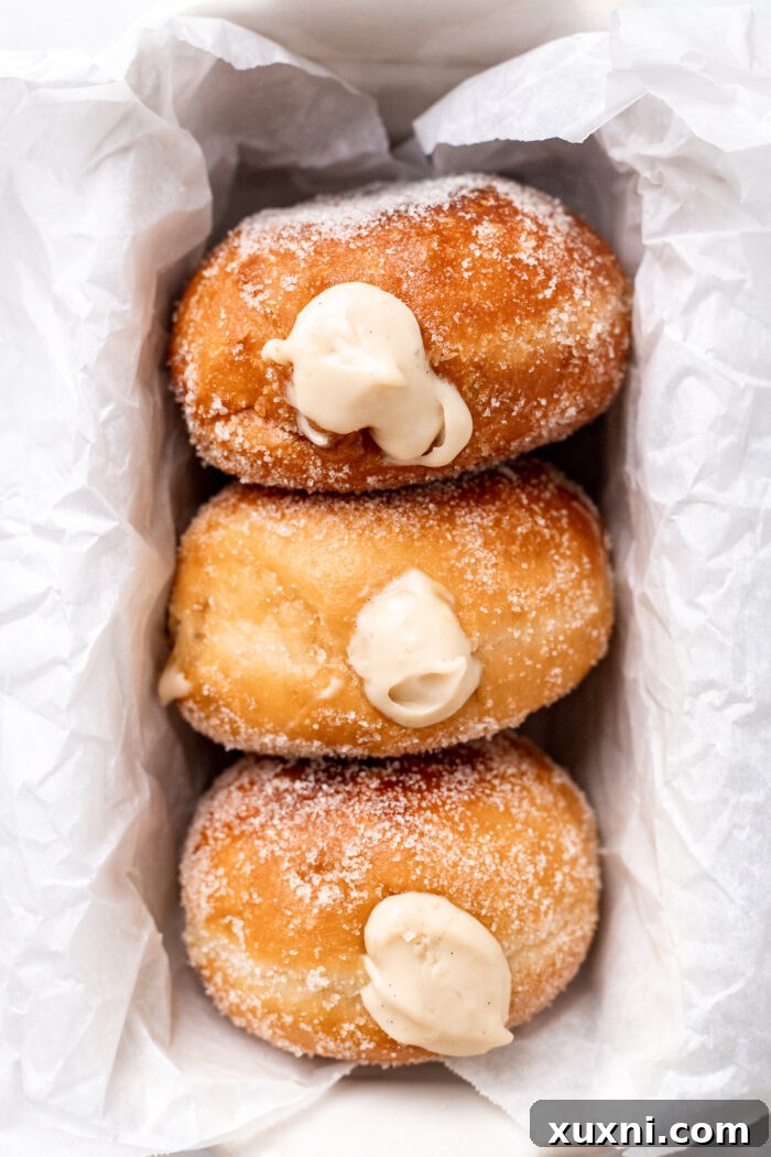 vegan cream filled doughnuts in a pan