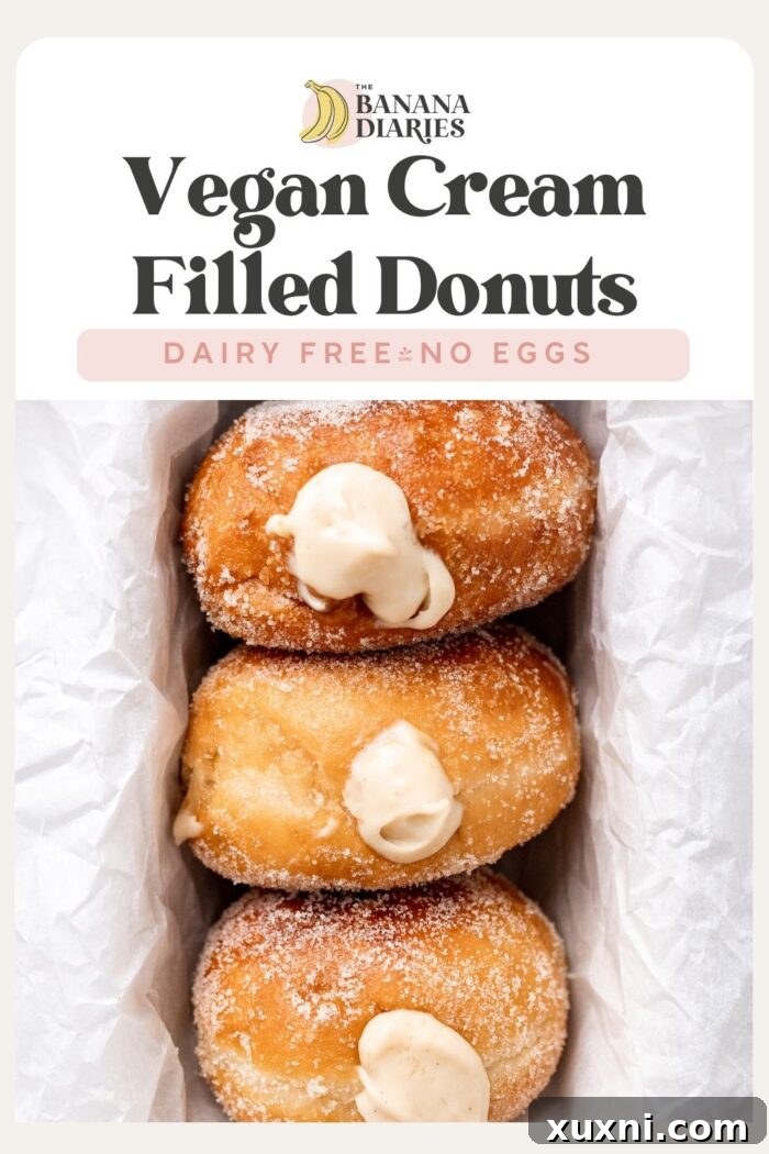 Vegan Homemade Italian Cream Filled Donuts (Bomboloni) pinterest pin