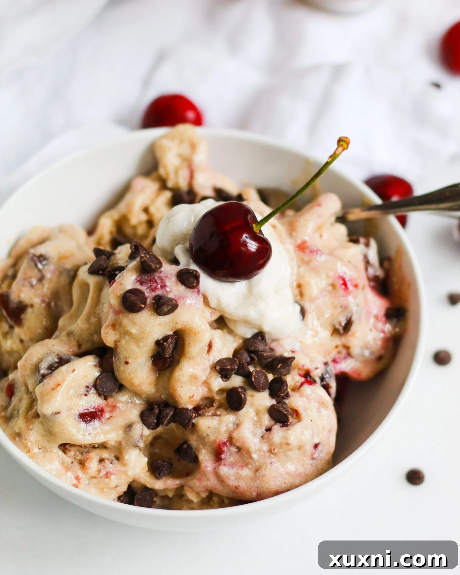 bowl of cherry ice cream