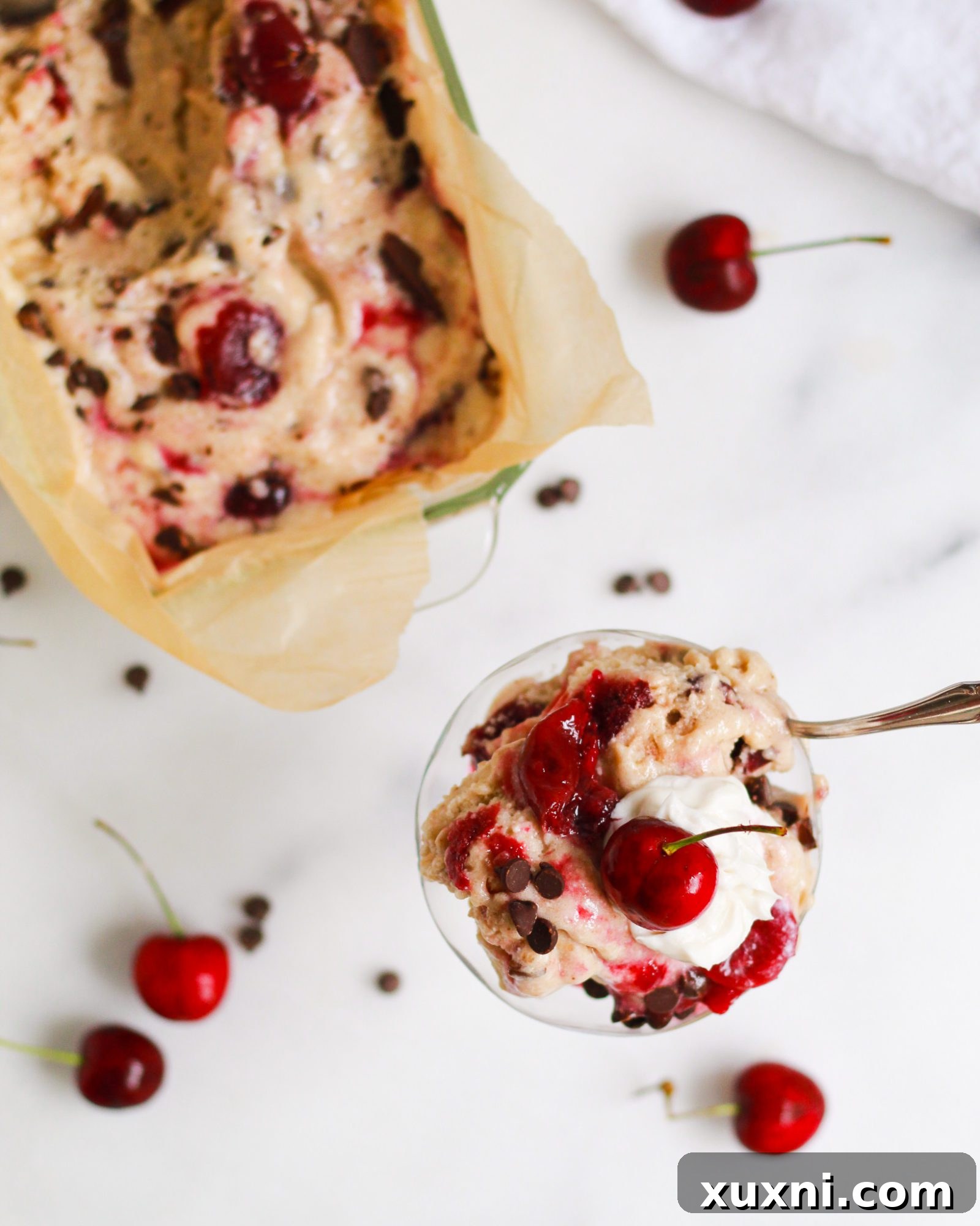 cherry ice cream in goblet