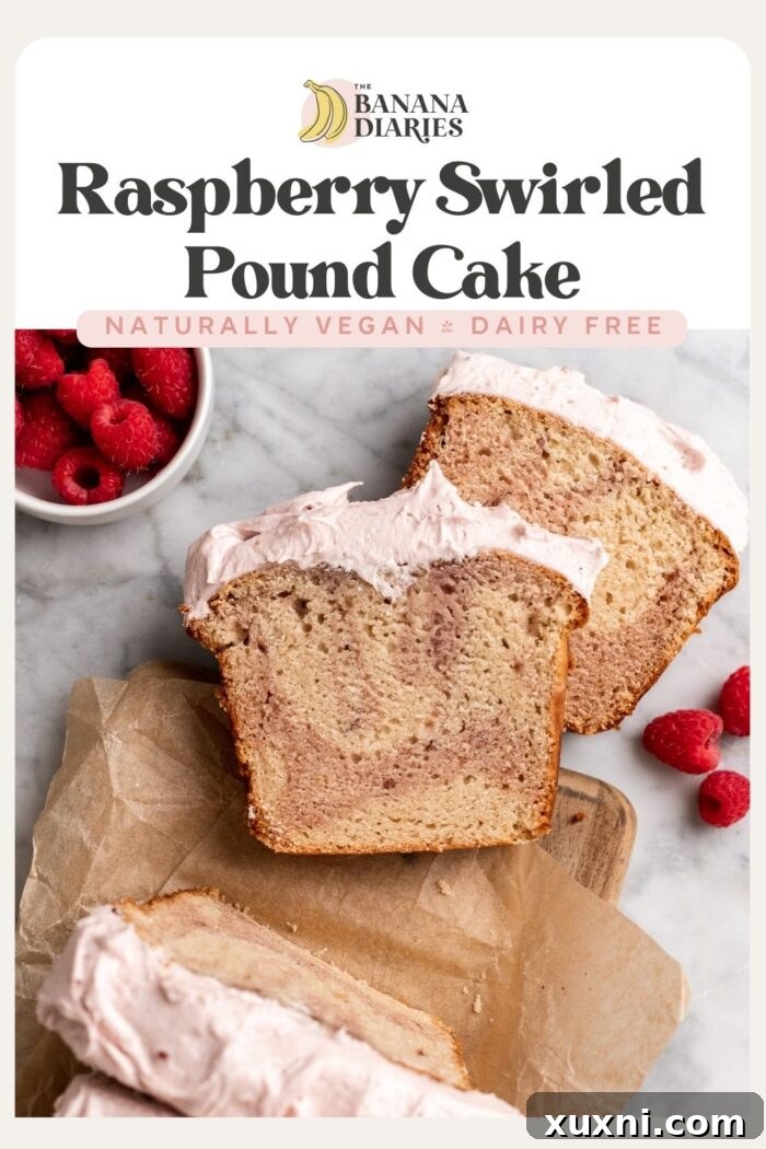 Moist & Fluffy Vegan Raspberry Swirled Pound Cake Pinterest Pin