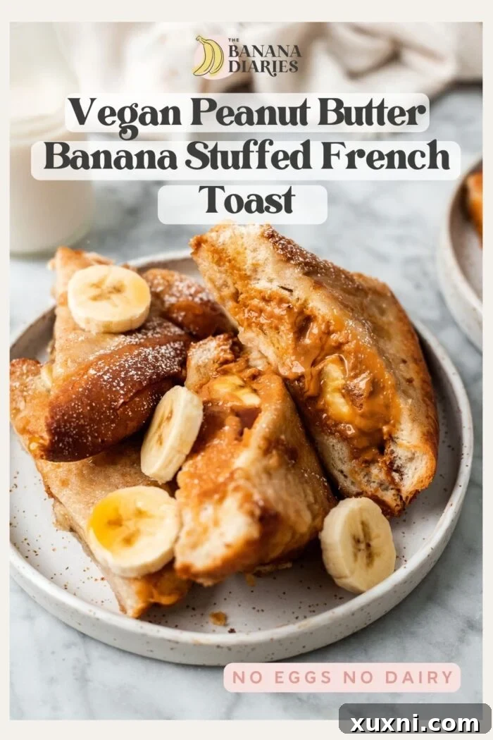 Easy Vegan Peanut Butter Banana Stuffed French Toast pinterest pin