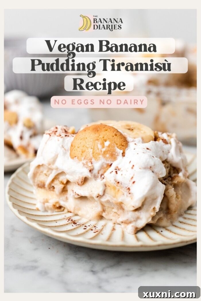 Creamy Vegan Banana Pudding Tiramisù pinterest pin