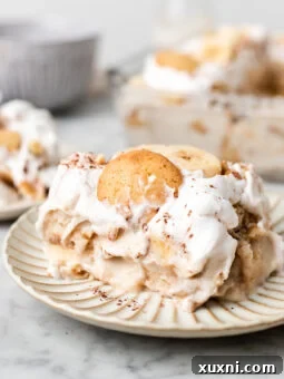 slice of vegan banana pudding tiramisu on a plate