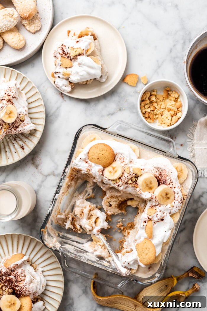 vegan banana pudding tiramisu on plates