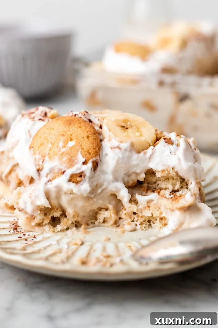 bitten portion of banana pudding tiramisu