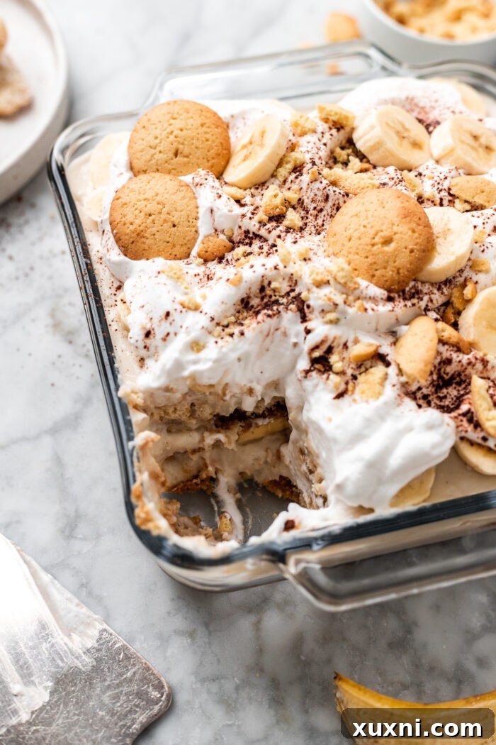 sliced vegan banana pudding tiramisu
