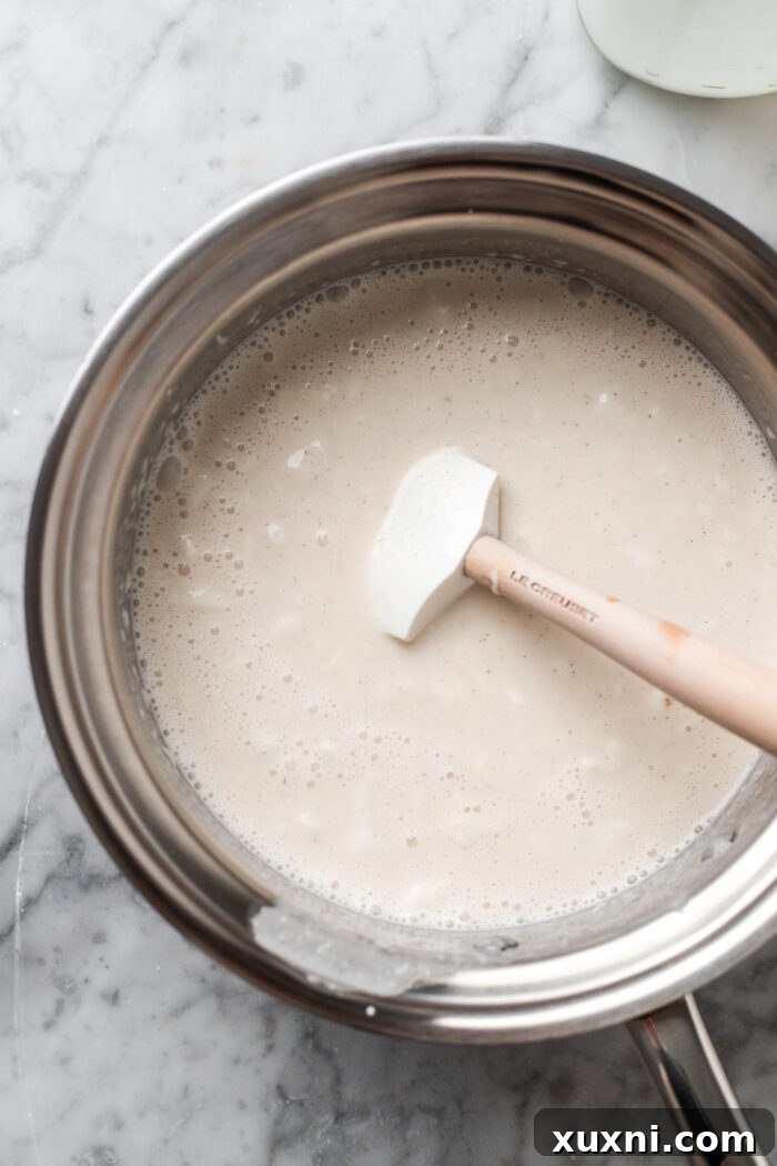 vanilla pudding being made