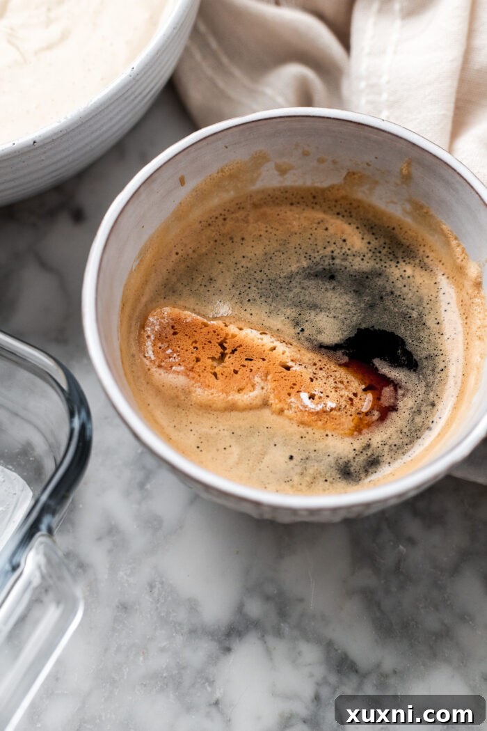 soaked ladyfinger in espresso