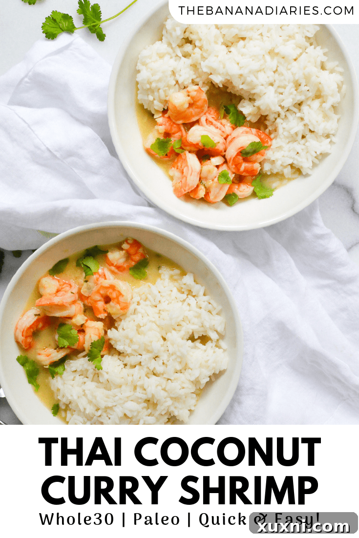 Creamy Thai Coconut Curry Shrimp 18 pinterest image for healthy thai coconut curry shrimp