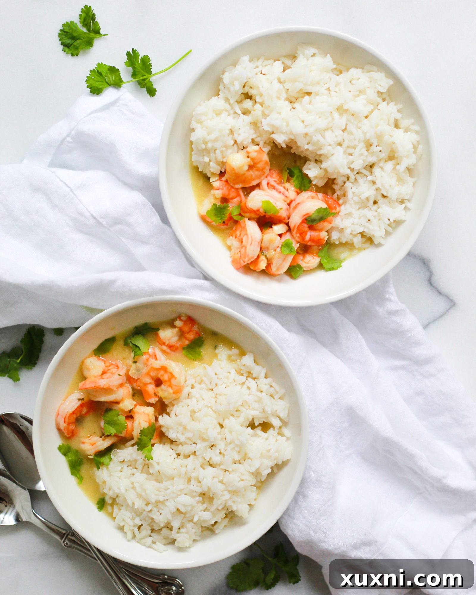 Creamy Thai Coconut Curry Shrimp 8 two bowls of easy coconut curry shrimp