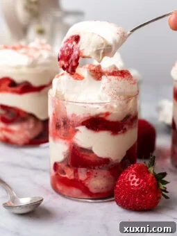 spoon eating vegan strawberry tiramisu