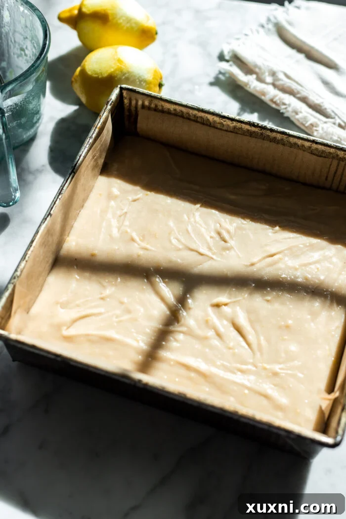 lemon brownies before baking