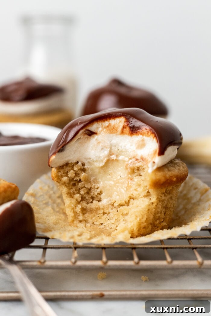 bitten vegan Boston cream pie cupcake