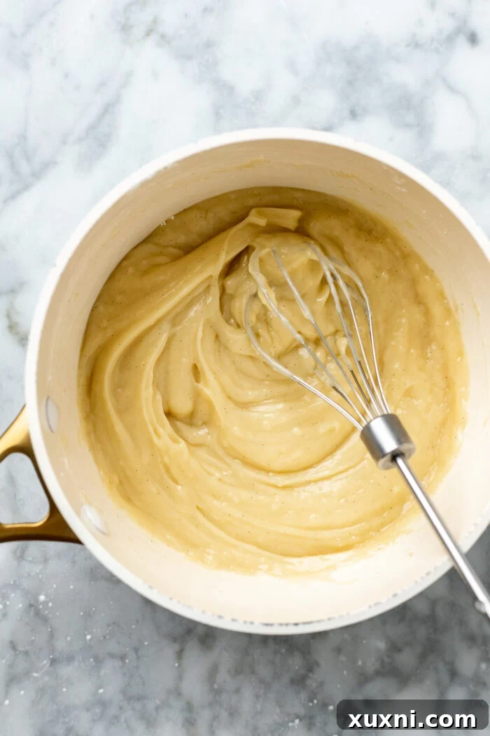 vegan pastry cream in a saucepan