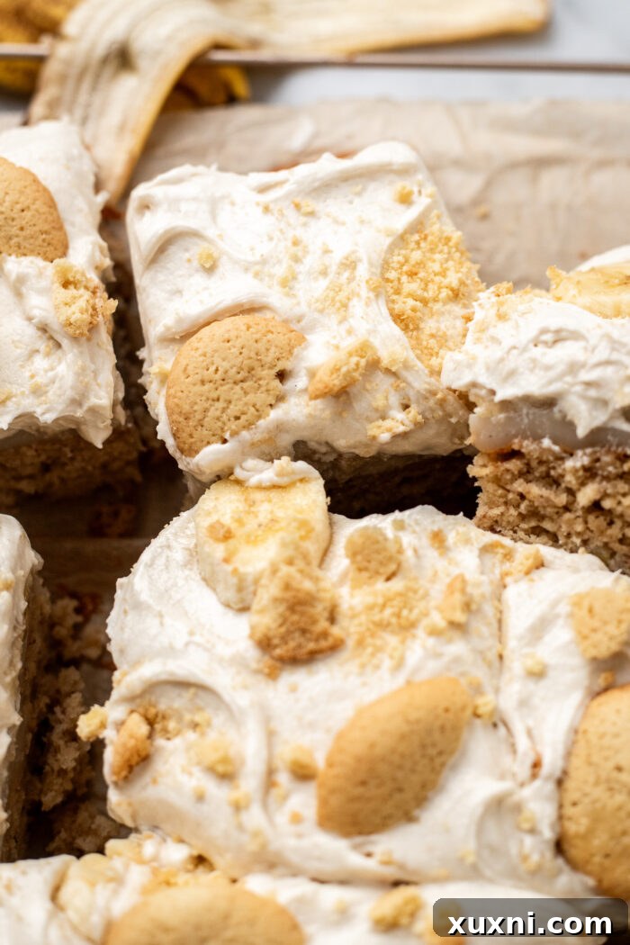 slices of banana pudding cake